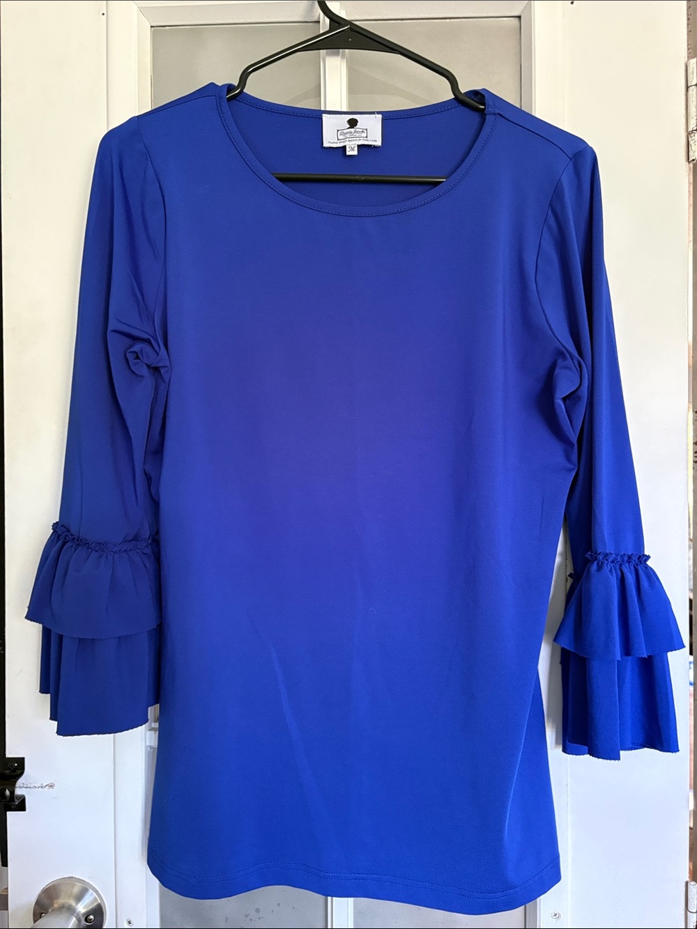 Dainty Jewells Royal Blue Ruffled Sleeve Women's Top